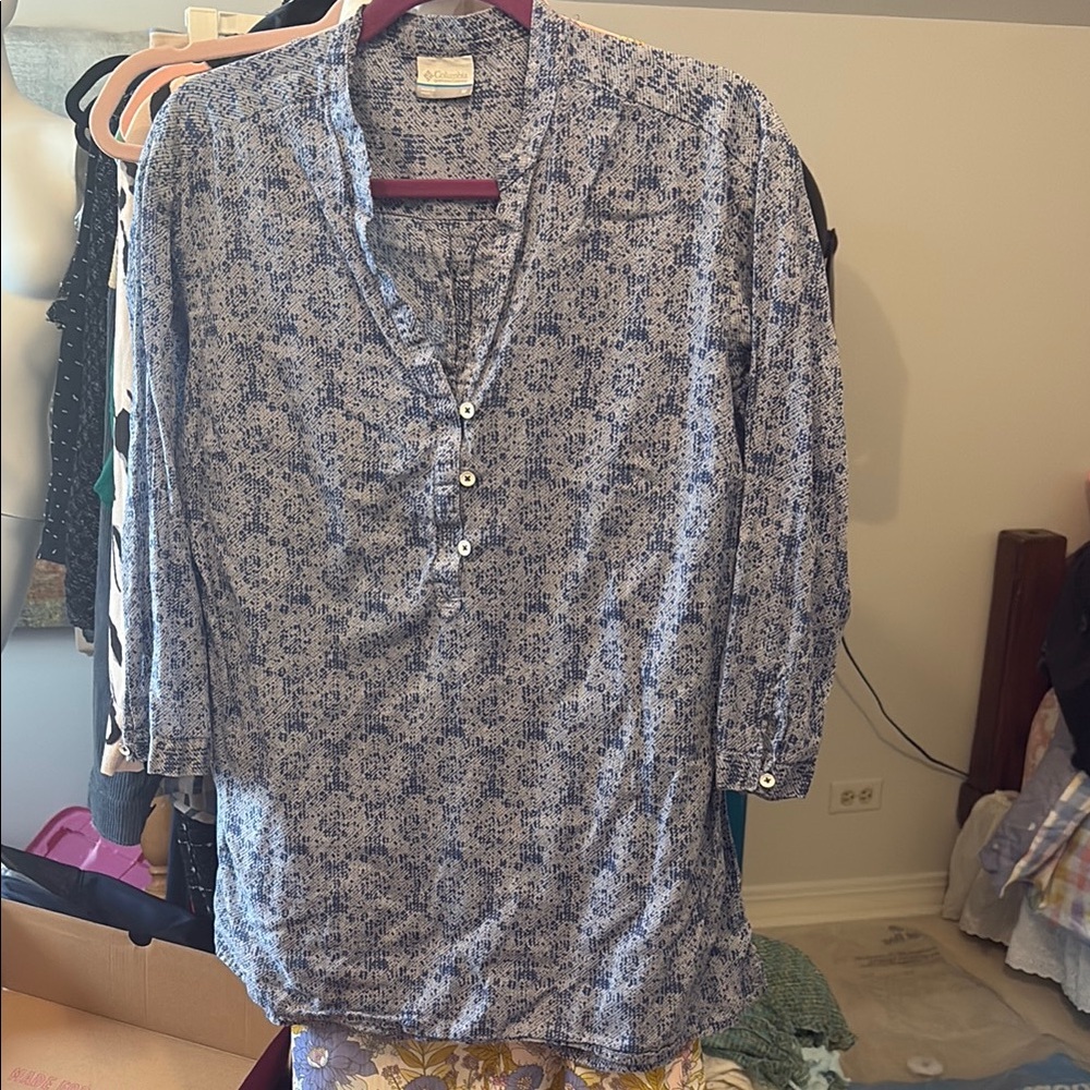 Columbia Blue Patterned Blouse